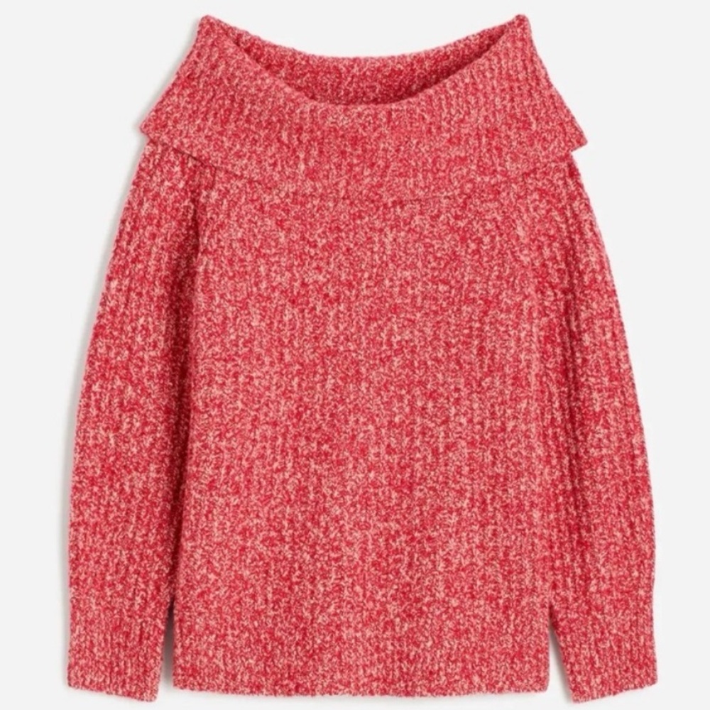Madewell Off The Shoulder Oversized Merino Wool Blend Sweater in Red - medium